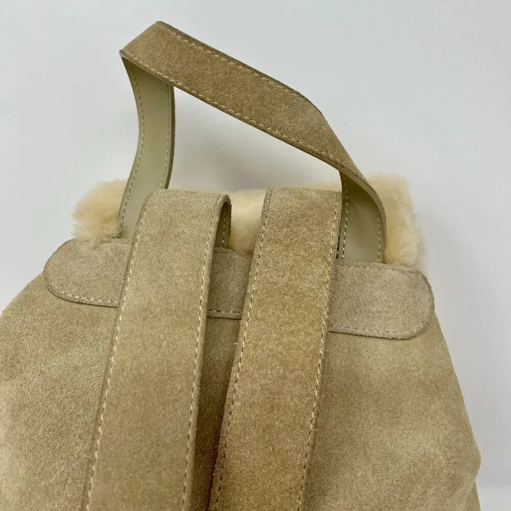 UGG Australia Suede Shearlling Mini Drawstring Backpack.